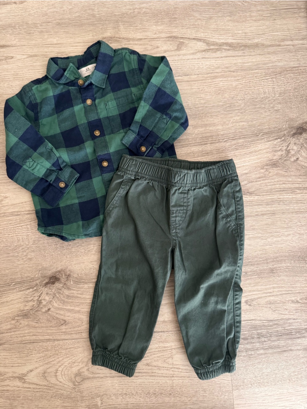 Zara Olive Green Elastic-Waist Joggers for Kids